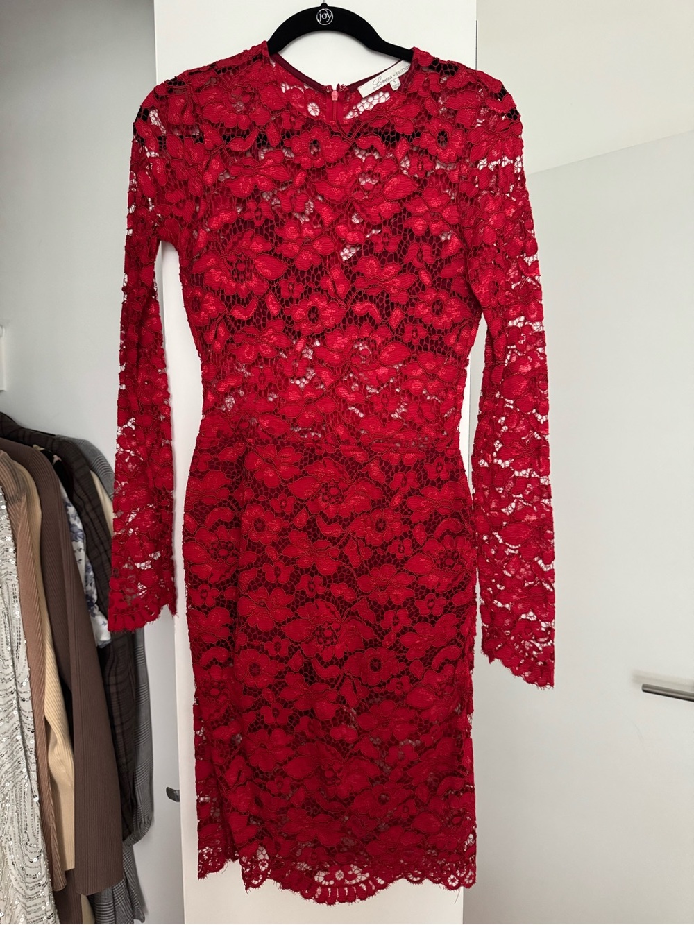 Lovers and Friends Elegant Red Lace Long-Sleeve Dress